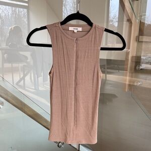 Joah Brown Women's Tan Zip-Front Tank Top